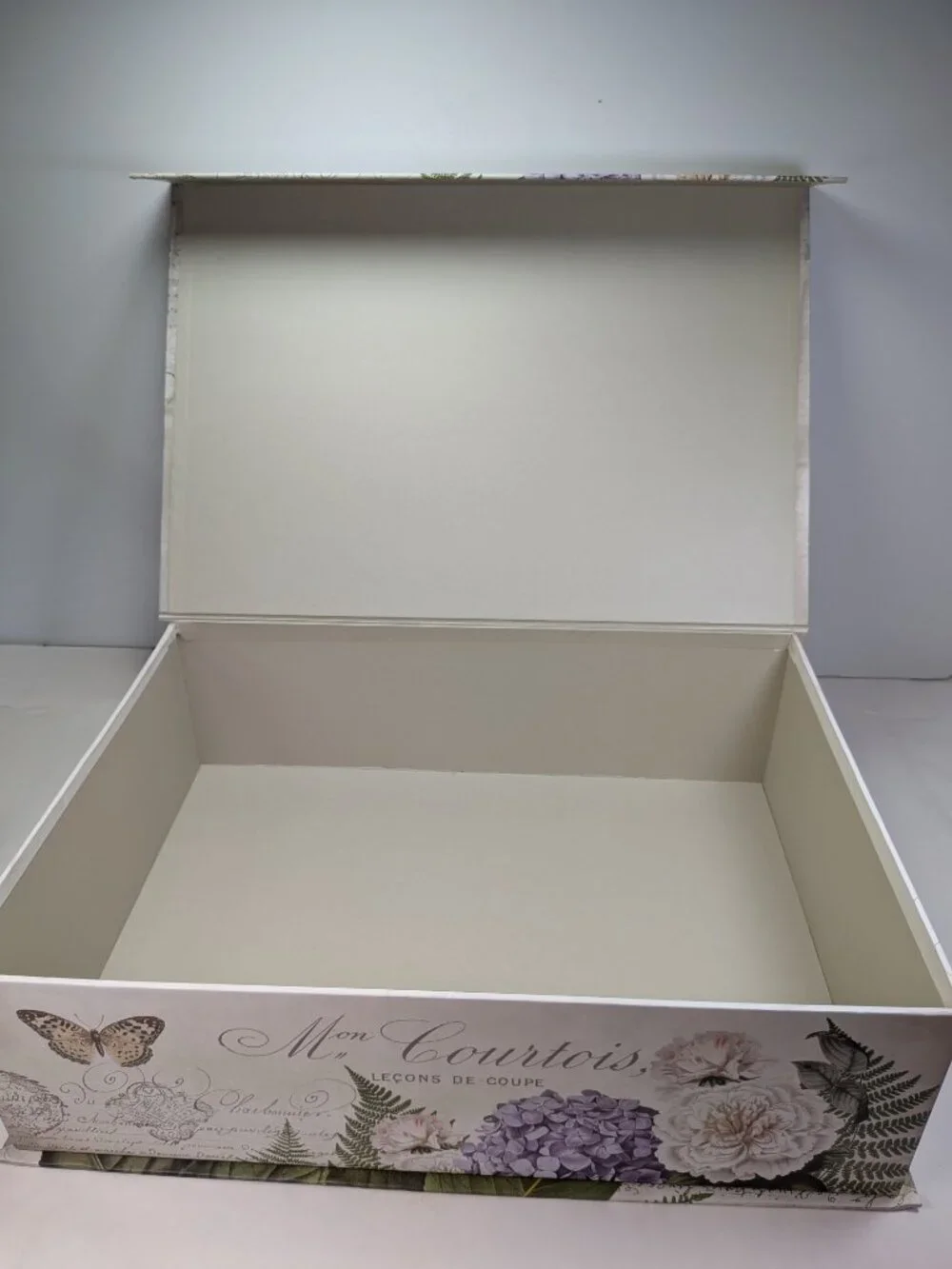 Paris Dressmaker Storage Box Large Hydrangea Peony Gold Metallic Floral Art